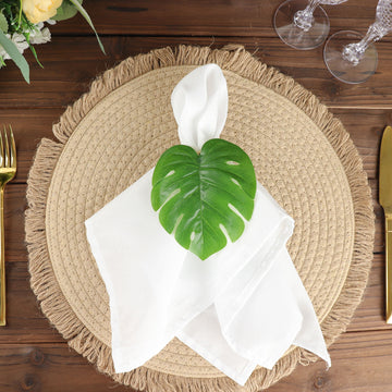 Add a Touch of Tropical Elegance with Green Monstera Leaf Napkin Rings