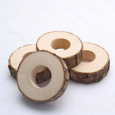 Natural wooden slices with center holes for crafting and decor