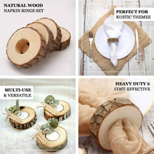 4 Pack Natural Birch Wood Rustic Napkin Rings 3 Inch