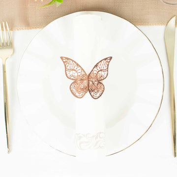 Versatile and Elegant Rose Gold Foil Butterfly Napkin Rings