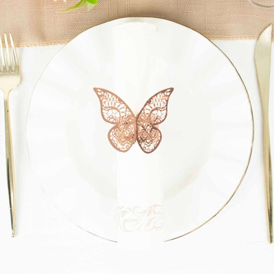 Elegant white plate with gold lace butterfly design