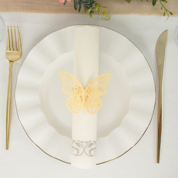 Champagne Butterfly Paper Napkin Rings: Add Elegance to Your Table