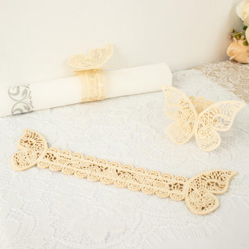 Create a Charming Atmosphere with Ivory Butterfly Chair Sash Bows and Serviette Holders