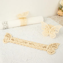 12 Pack Ivory 3D Butterfly Napkin Rings With Shimmery Lace Pattern