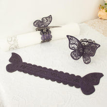 12 Pack Purple 3D Butterfly Napkin Rings With Shimmery Lace Pattern