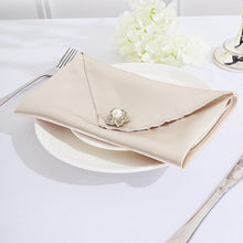 Beige Satin Seamless Wrinkle Resistant 20 Inch x 20 Inch Cloth Dinner Napkins 5 Pack