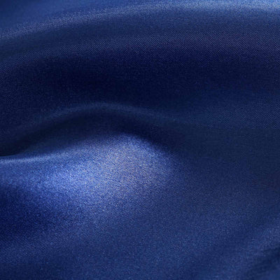 Navy blue satin fabric with smooth texture and sheen.