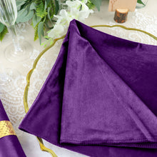 20 Inch x 20 Inch Premium Sheen Finish Purple Velvet Cloth Dinner Napkins 5 Pack