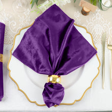 5 Pack Premium Sheen Finish Purple Velvet Cloth Dinner Napkins 20 Inch x 20 Inch