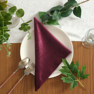 Elevate Your Tablescape with Eggplant Velvet Cloth Dinner Napkins