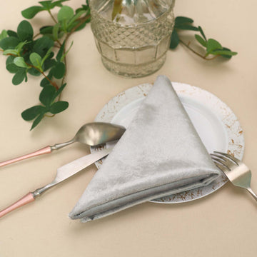 Create a Stunning Table Decor with Silver Velvet Cloth Dinner Napkins