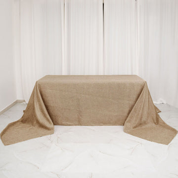 Natural Jute Seamless Faux Burlap Rectangular Tablecloth - Elevate Your Event Decor with Rustic Elegance