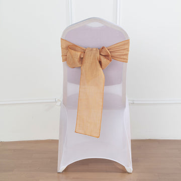 5 Pack | 6"x108" Natural Linen Chair Sashes, Slubby Textured Wrinkle Resistant Sashes
