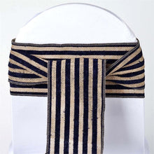 CHAMBURY CASA Splendid Burlap Chair Sash Natural Tone + Navy Blue Stripes