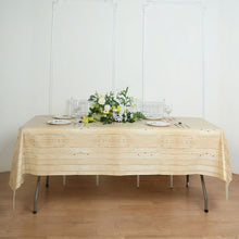 52 Feet x 108 Feet Rustic Wooden Print Waterproof and Disposable Tablecloth in Natural Color PVC Vinyl Material 