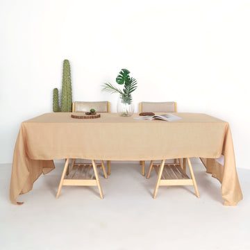 Natural Seamless Rectangular Tablecloth, Linen Table Cloth With Slubby Textured, Wrinkle Resistant 60"x126"