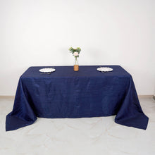90 Inch x 132 Inch Navy Blue Accordion Crinkle Taffeta Rectangular Tablecloth