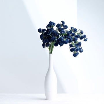 2 Bushes Navy Blue Artificial Chrysanthemum Mum Flower Bouquets 33"
