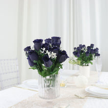 Navy Blue Flower Artificial Rose Bud Premium Silk Bouquets 12 Bushes