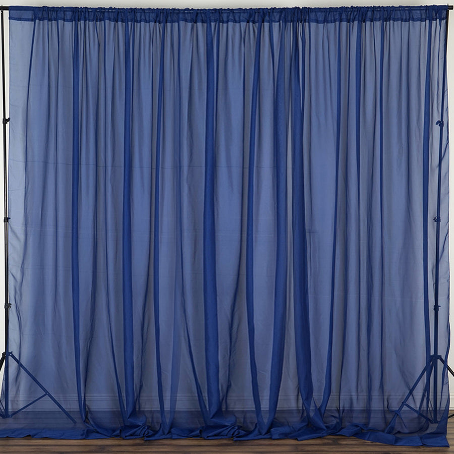 Navy Blue Fire Retardant Sheer Organza Premium Curtain Panel Backdrops With Rod Pockets #whtbkgd