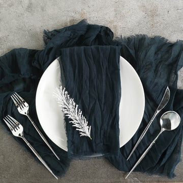 5 Pack | Navy Blue Gauze Cheesecloth Boho Dinner Napkins | 24"x19"
