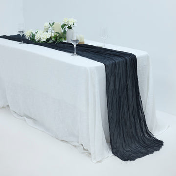 Navy Blue Gauze Cheesecloth Boho Table Runner 10ft