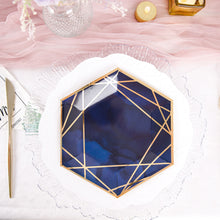 7 Inch Disposable Geometric Hexagon Dessert Plates Navy Gold 25 Pack
