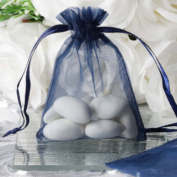 Navy Blue Organza Drawstring Wedding Party Favor Gift Bags 3"x4"