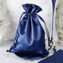 12 Pack | 5x7inch Navy Blue Satin Wedding Party Favor Bags, Drawstring Pouch Gift Bags