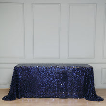 Navy Blue Big Payette Sequin Rectangle Premium Tablecloth 90 Inch x 156 Inch