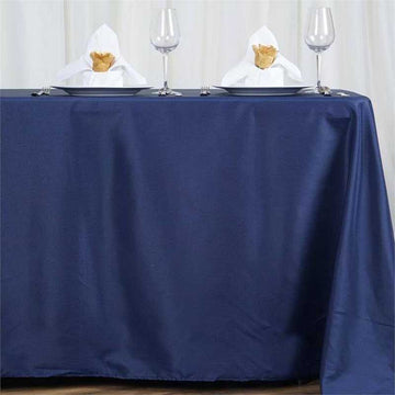 Navy Blue Seamless Polyester Rectangle Tablecloth, Reusable Linen Tablecloth 72"x120"