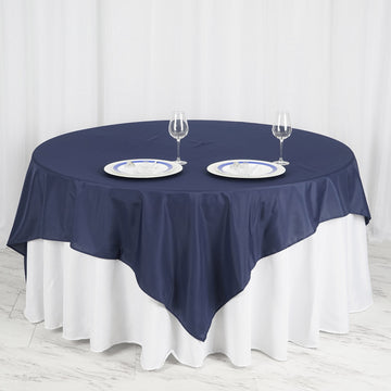 Create a Chic and Stylish Atmosphere with Navy Blue Polyester Table Overlay