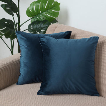 2 Pack | 18" Navy Blue Soft Velvet Square Throw Pillow Cover