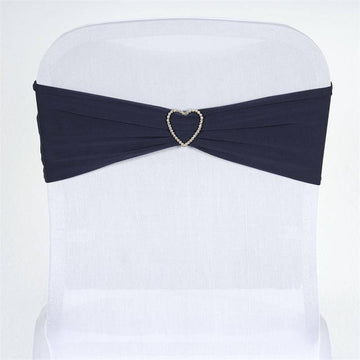 5 Pack | 5"x12" Navy Blue Spandex Stretch Chair Sashes Bands