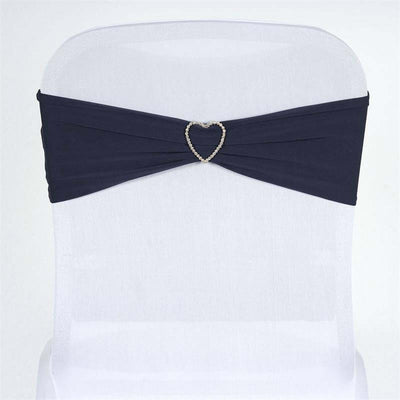 Navy chair sash with heart-shaped rhinestone buckle