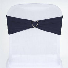 5 Pack Navy Blue Spandex Stretch Chair Sashes Bands Heavy Duty with Two Ply Spandex - 5x12inch