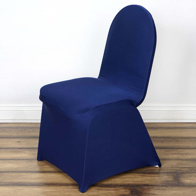 Navy blue fitted chair cover for event seating