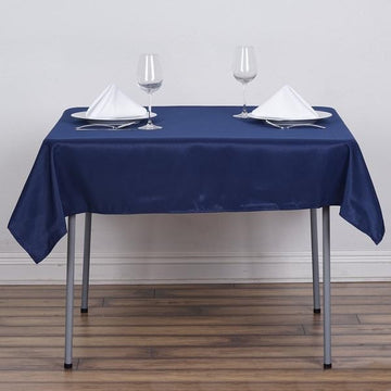 Add Elegance to Your Event with a Navy Blue Square Seamless Polyester Tablecloth