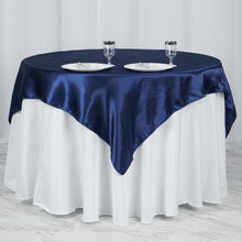 Satin Table Overlay In Navy Blue 60 Inch x 60 Inch