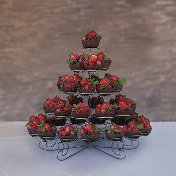 5-Tier Nontoxic Metal 41-Cupcake Holder Stand, Dessert Dish Tower Tray 15"