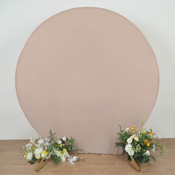 Elegant Nude Round Spandex Fit Wedding Backdrop Stand Cover 7.5ft