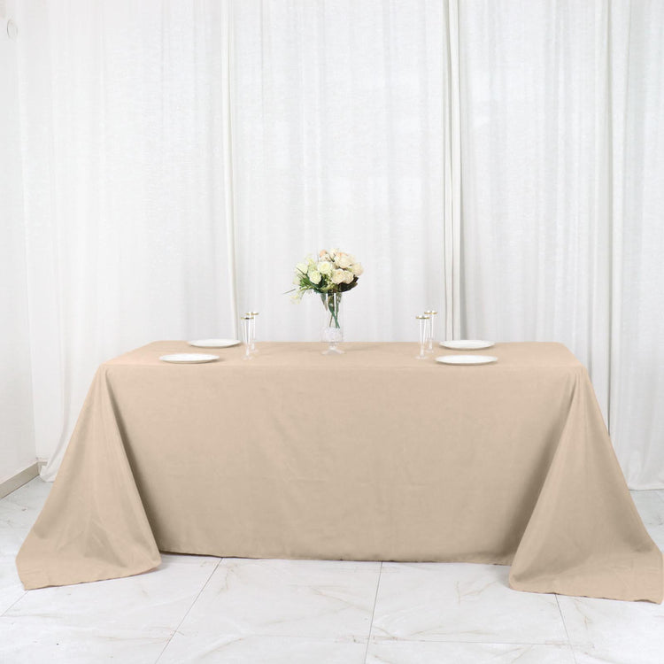 90x132 Inch Nude Polyester Rectangular Tablecloth