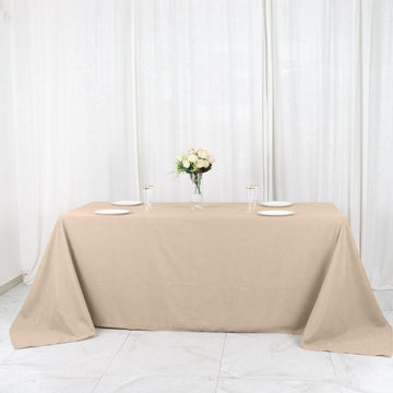 Nude Seamless Polyester Rectangular Tablecloth 90"x132" for 6 Foot Table With Floor-Length Drop