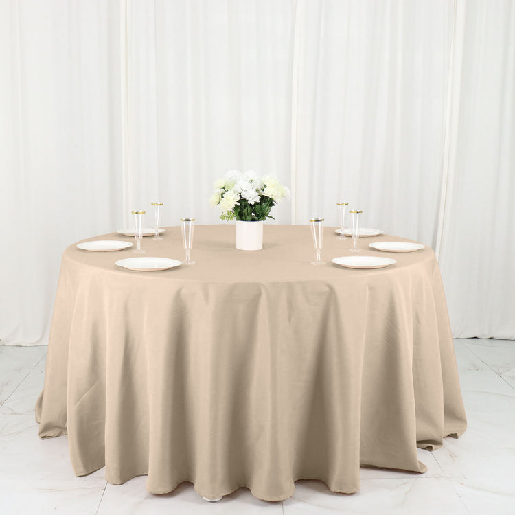 132 Inch Nude Seamless Polyester Round Tablecloth