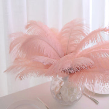 Enhance Your Event Decor with 12 Pack Rose Gold Natural Plume Real Ostrich Feathers