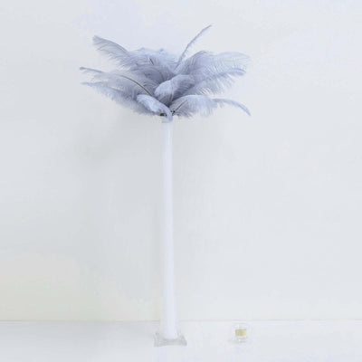 Gray feather palm tree decoration in a clear base