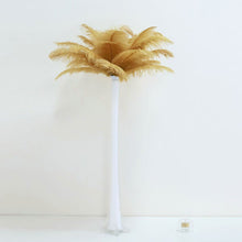 Real Ostrich Feathers In Gold For DIY Centerpiece Decor