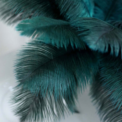 Teal feather close-up showcasing intricate details and textures.
