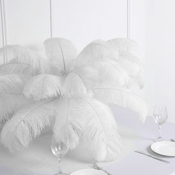 Elegant White Natural Plume Ostrich Feathers - Perfect Centerpiece Filler