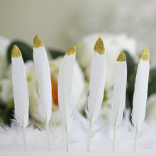 Glitter Gold Tip Real Turkey Feathers in White 30 Pack